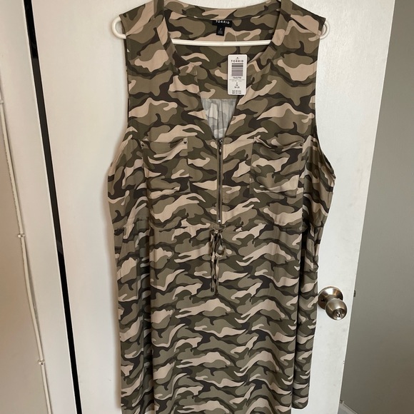 Torrid Sleeveless Zip Front Camo Shirt Dress - Sizes 1X & 2X - Picture 5 of 16